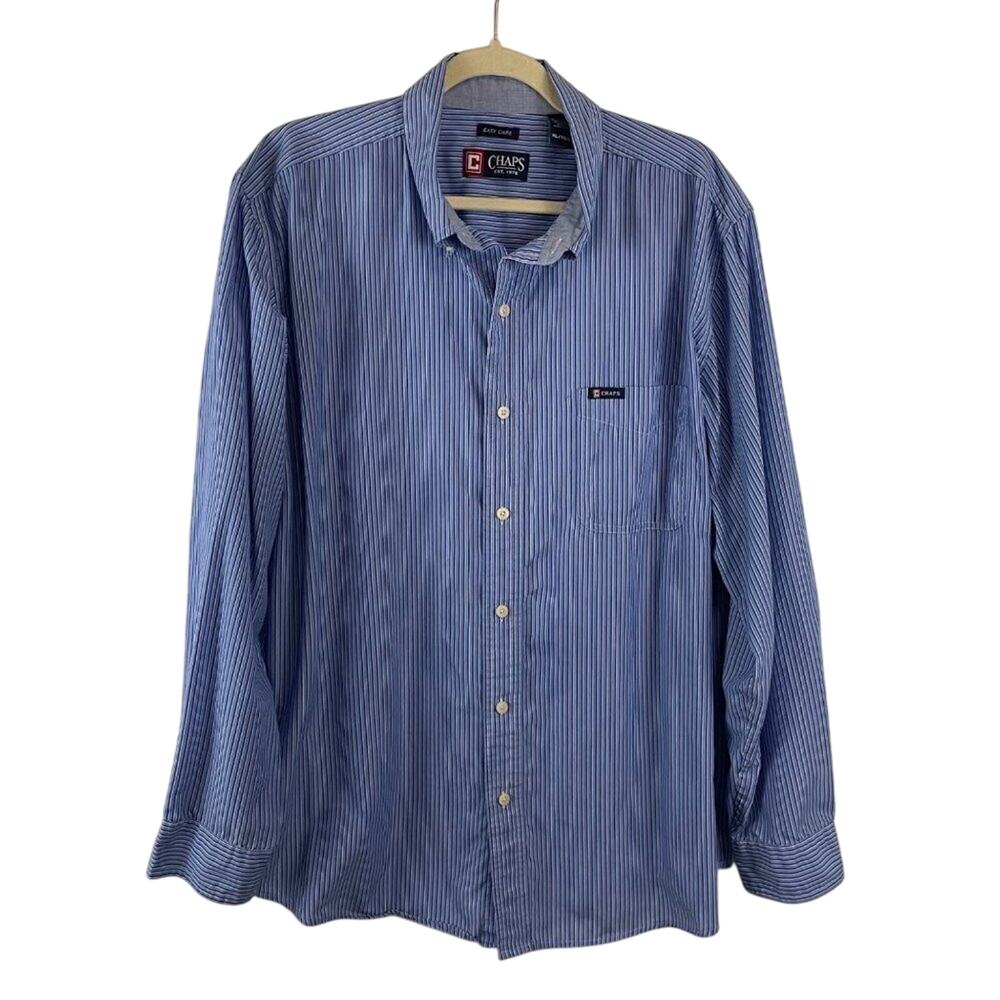 Chaps Easy Care Long Sleeve Stripe Men’s Shirt Size XL